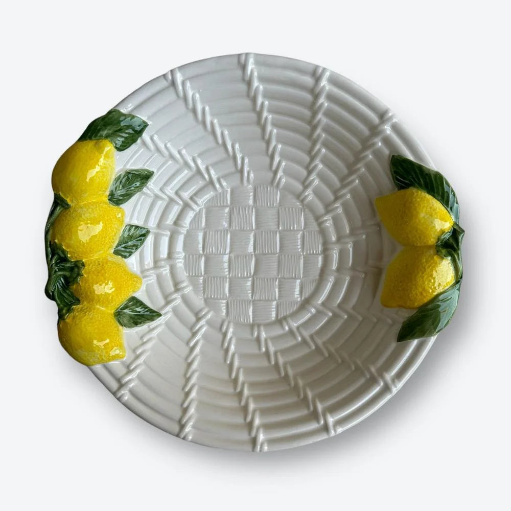 Classic Round Ceramic Plate with Lemon Accents