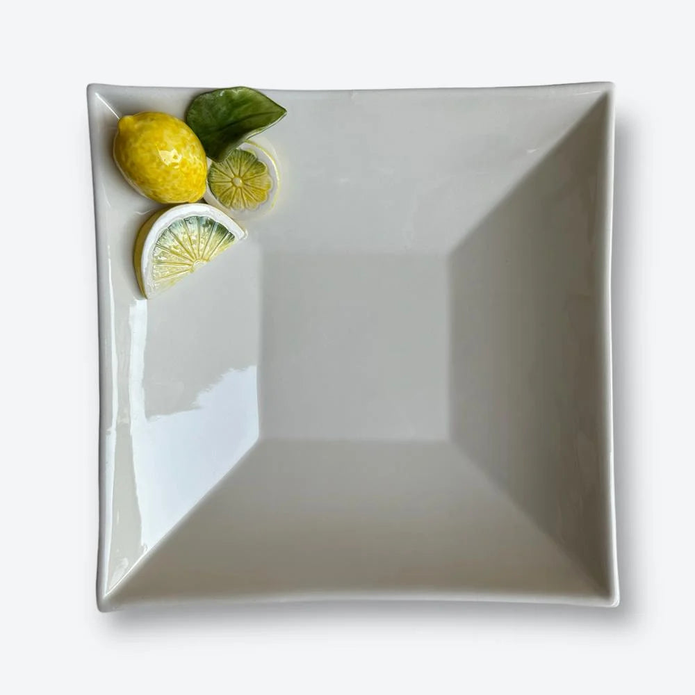 Italian Handmade Small Square Ceramic Lemon Plate