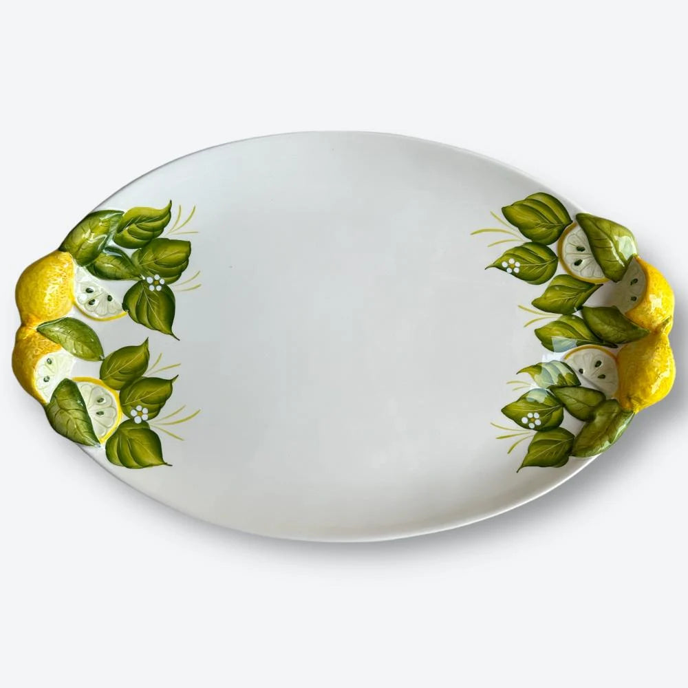 Italian Handmade Large Oval Ceramic Lemon Platter