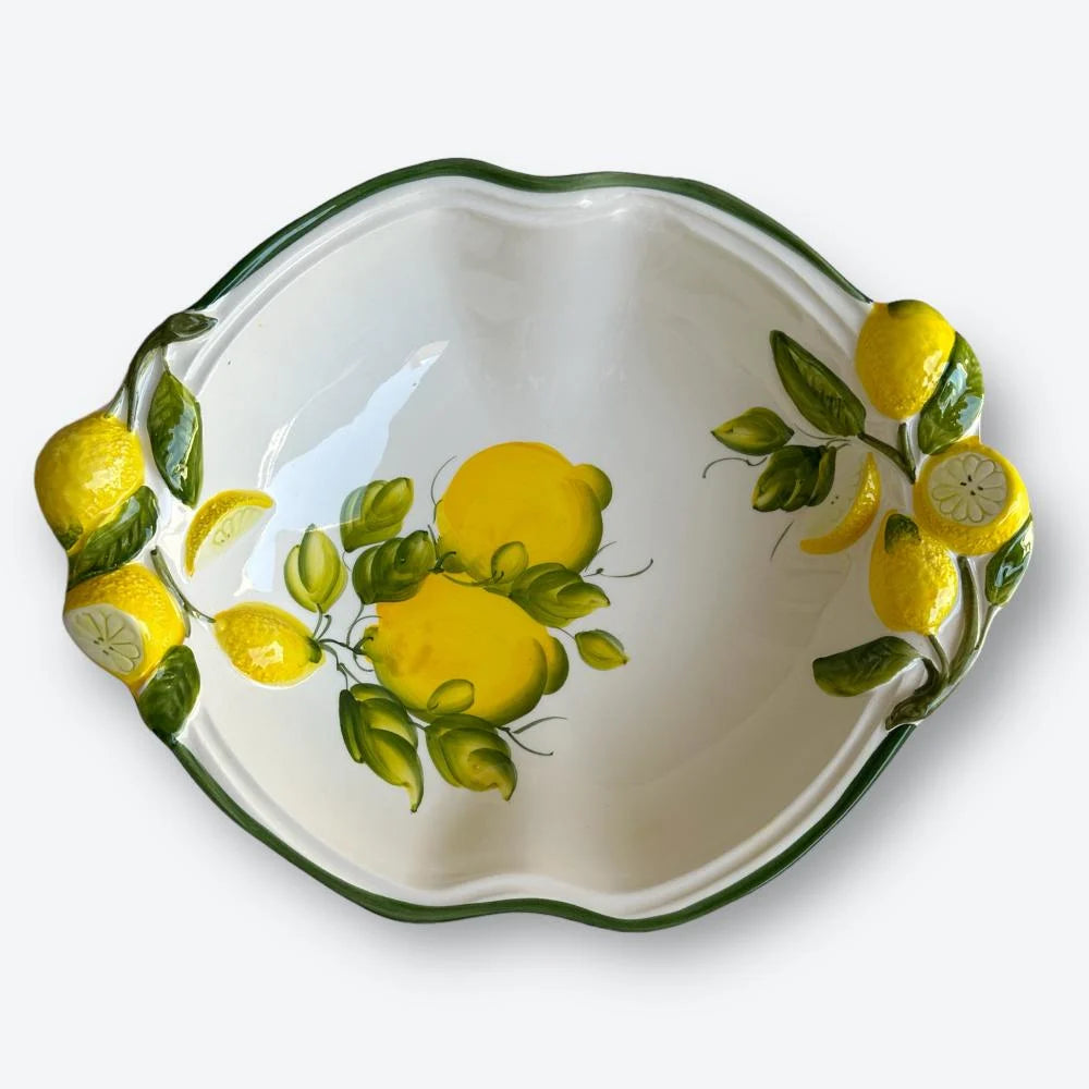 Wavy Oval Lemon Ceramic Bowl