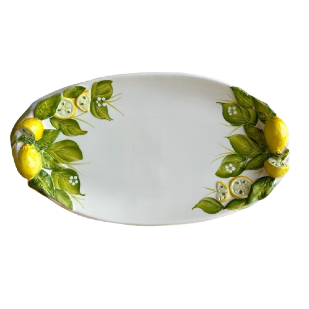 Italian Handmade Small Oval Ceramic Lemon Platter