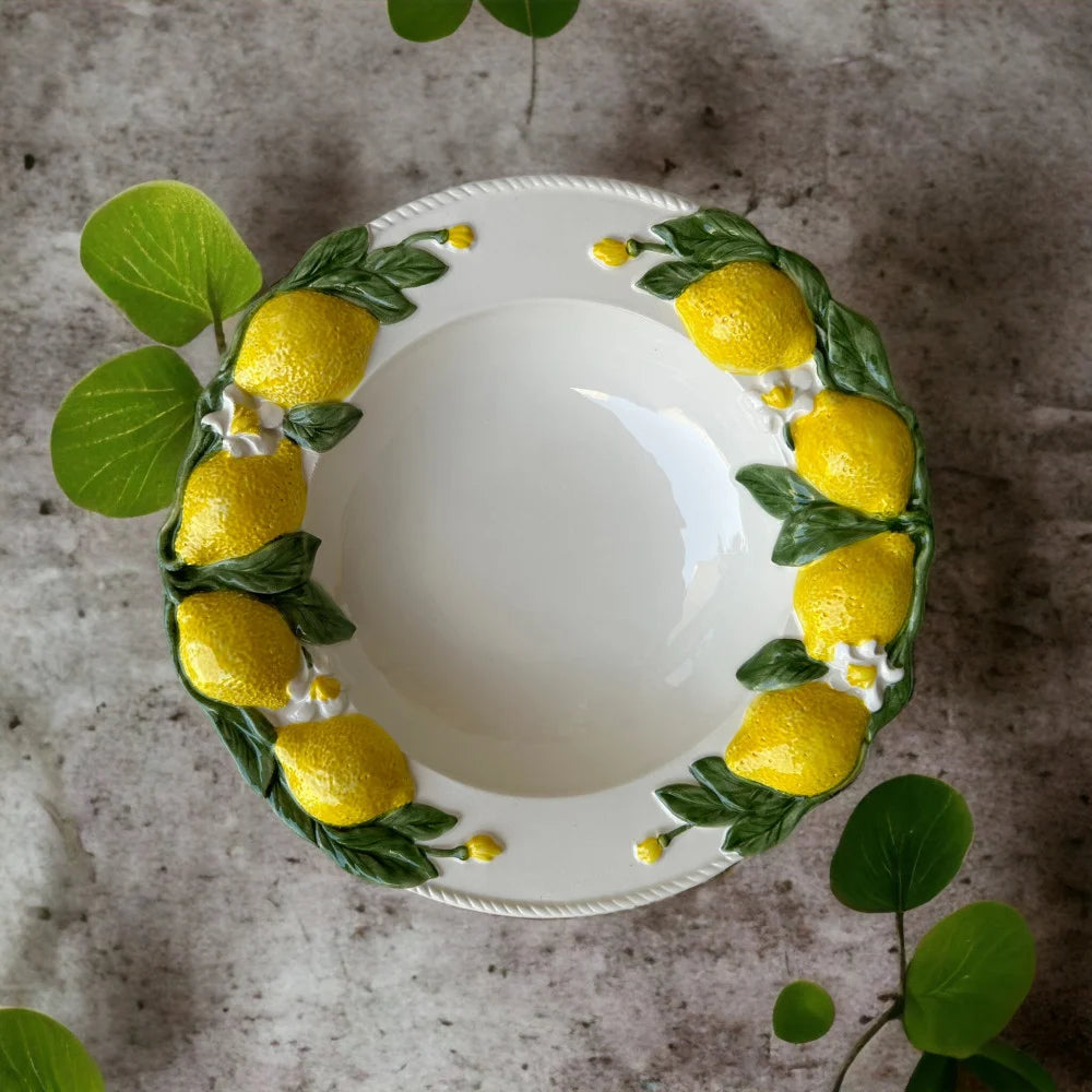 Italian Handmade Large Ceramic Lemon Bowl